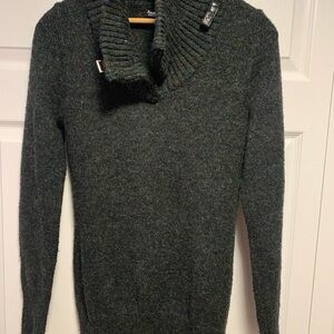 Gray Cowl Neck Sweater with Slim Fit
